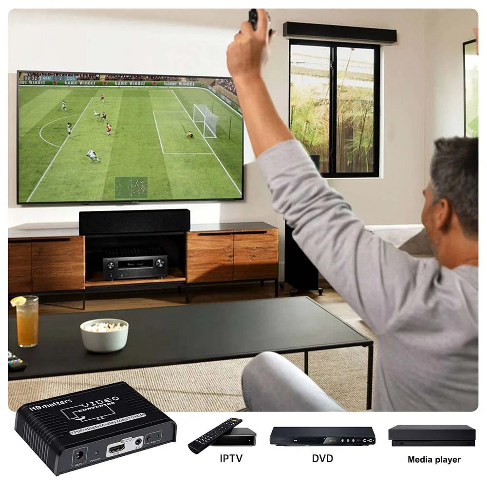 Component Ypbpr to HDMI Converter 5-RCA Component to HDMI Cable Converter Adapter with Audio for Wii DVD TV Component in to HDMI
