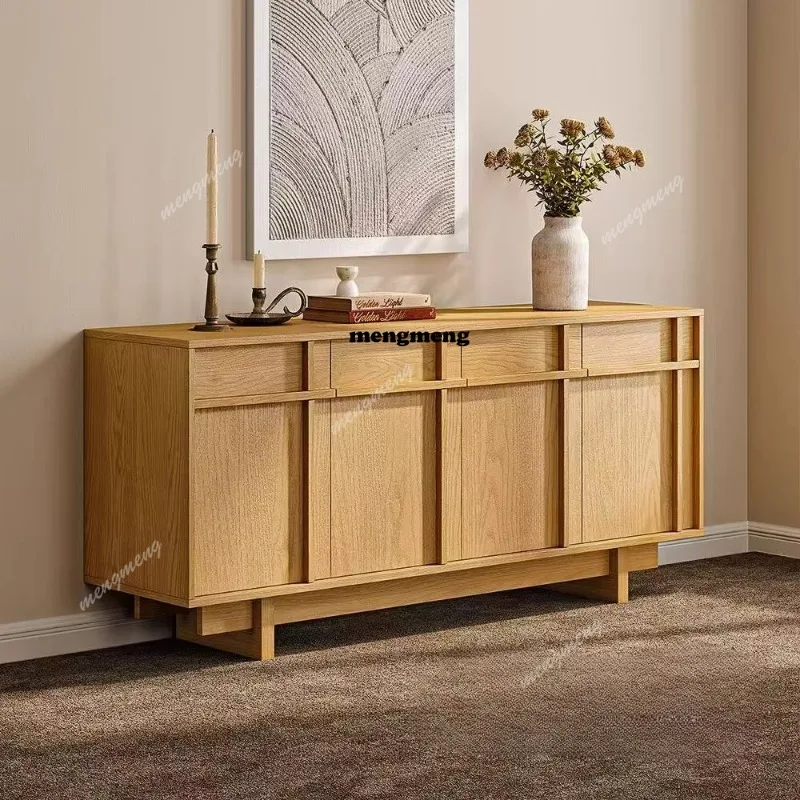 

Solid wood independent dining side cabinet Japanese retro locker living room storage floor cabinet