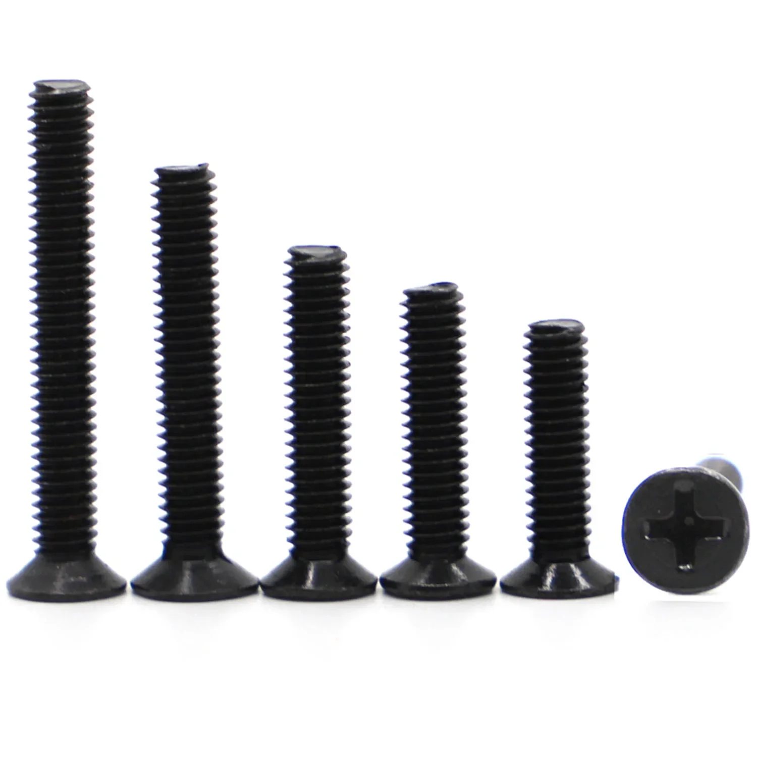 10-50pcs M1 M1.2 M1.4 M1.6 M2 M2.5 M3 M4 M5 Black Mini Micro Computer Small Cross Phillips Flat Head Bolt Notebook Screws