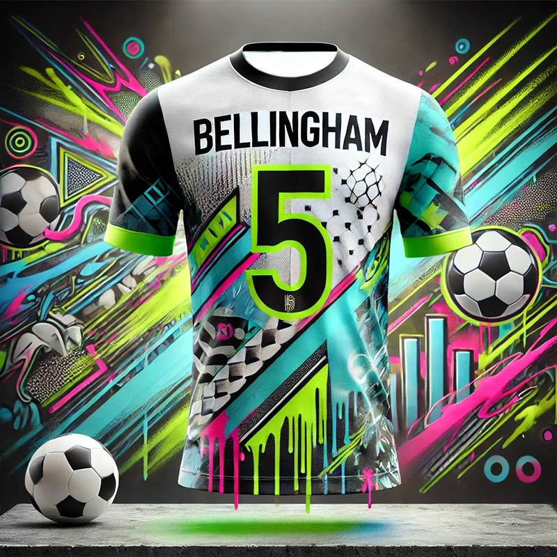 2025New Special Edition Graffiti-Fußballtrikot Bellingham Nr. 5 Fußballtrikot Trainingsuniform Atmungsaktives Oversize-Herren-T-Shirt