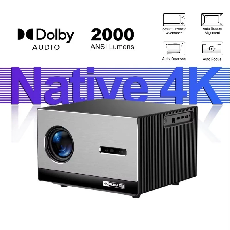 Native True 4K Projector 3840x2160   Cinelux 2000ANSI Ultra Bright FLED Smart Auto Focus Keystone Home Theater Cinema 4K