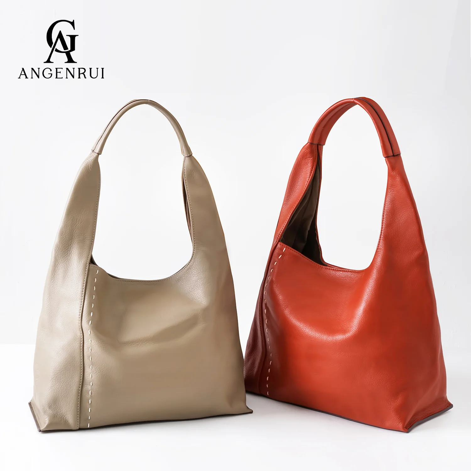 

ANGENGRUI Brand Genuine Leather Bag Stylish New Simple Women Casual Large-capacity Shoulder Cowhide Shopping