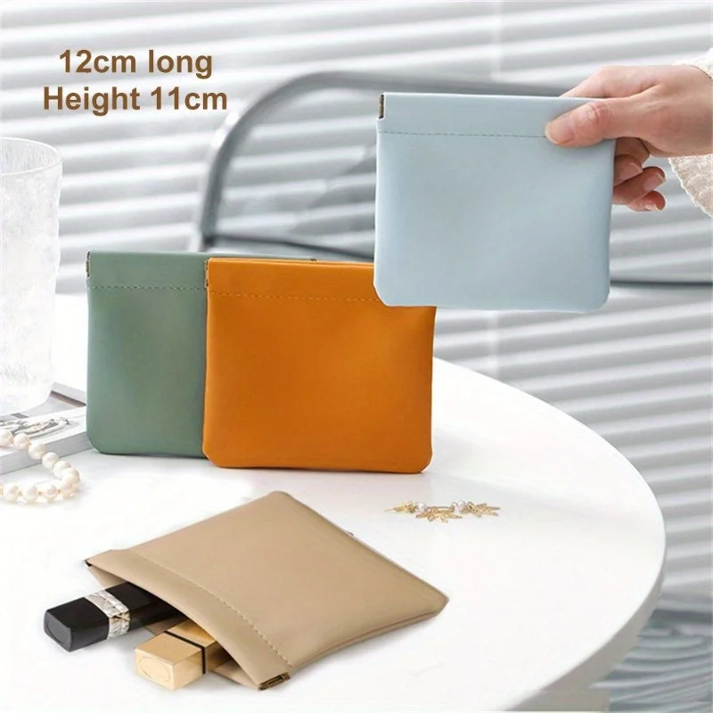 Lipstick Pouch Leather Cable Organizer Bag Sealing Coins Keys Organizer Bag Jewelry Earphone Storage Pouch Pocket Cosmetic Bag