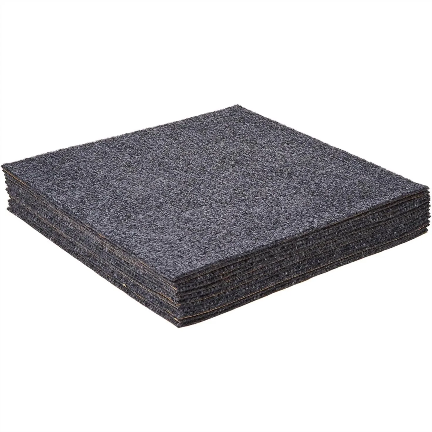Self Adhesive Carpet Floor Tiles 12x12, Peel & Stick DIY Flooring for Kitchen Bedroom, 12 Tiles per Box, Smoke Grey
