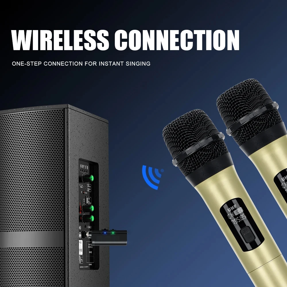 Wireless Microphone 2 Channels UHF Professional Handheld Mic Micphone For Party Karaoke Professional Church Show Meeting