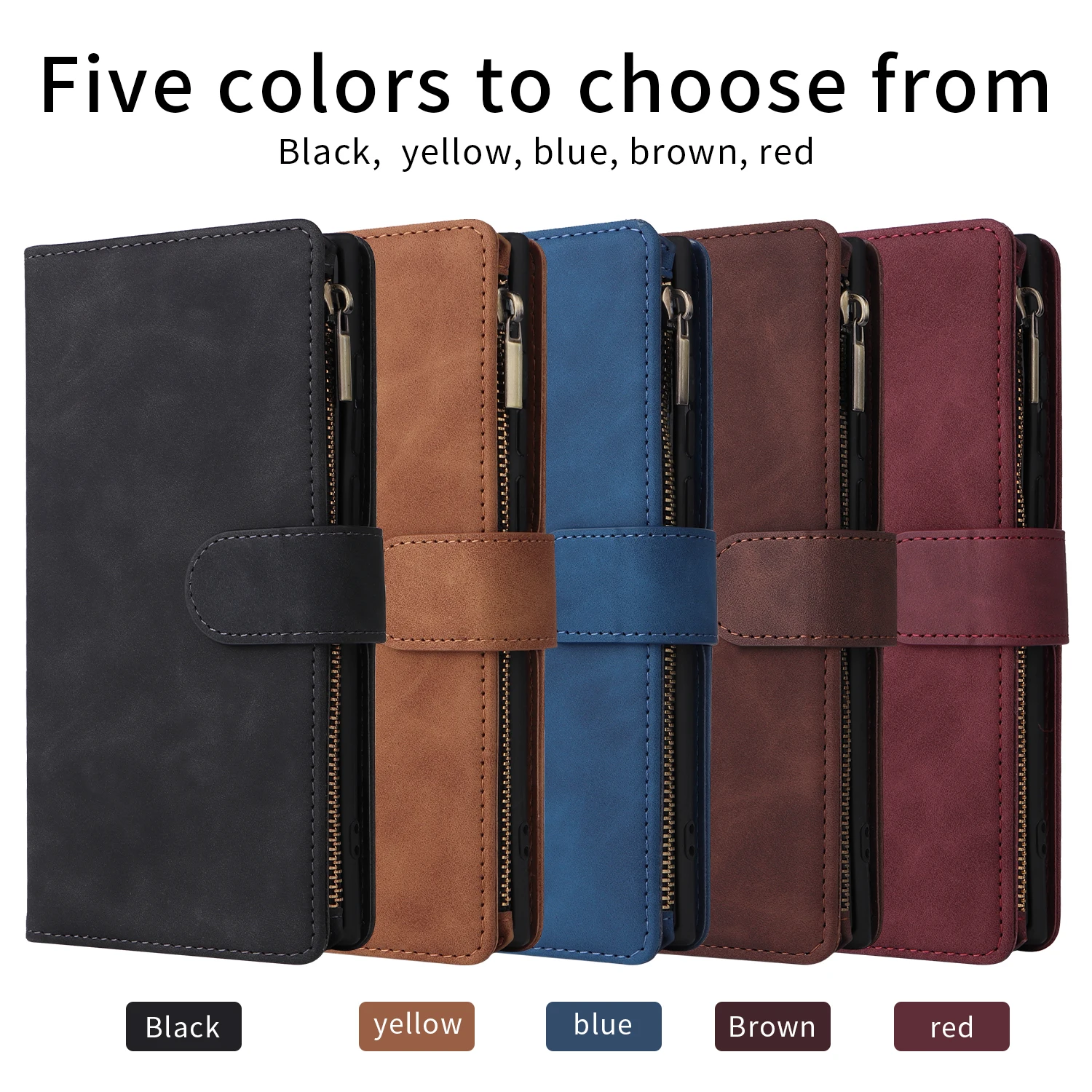 CAESBON Zipper Wallet Card Slot Phone Cases For Samsung Galaxy A53 A73 A74 A54 A34 A24 A14 A04e A14 A22e A03s A13 A23 A33 A82 DK