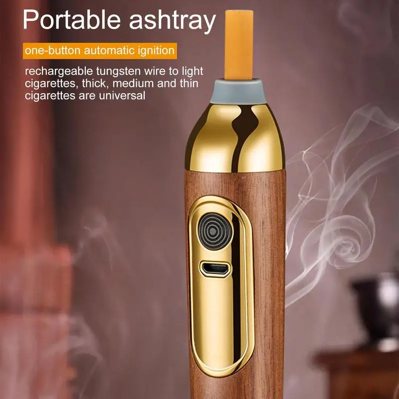 Mini Handheld Ashtrays Anti Soot-flying Cigar Cover Walnut Wood Cigar Holder Ash Organizer For Car Driving Ashtray Cigar Holder