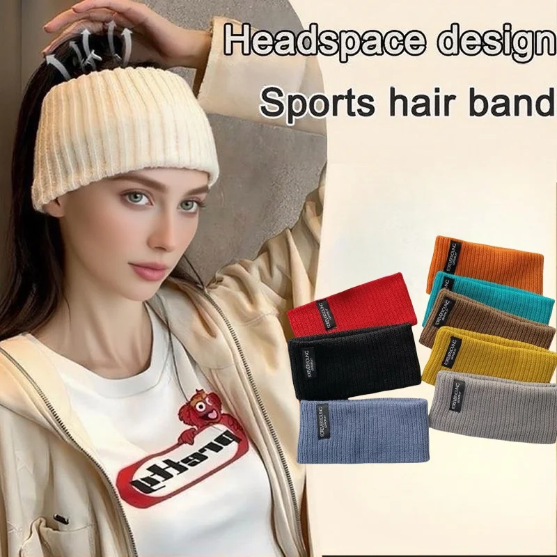 

Letter Wide Brimmed Elastic Knit Headbands Vintage Solid Color Hairband Outdoor Sports Running Yoga Face Wash Makeup Head Wraps