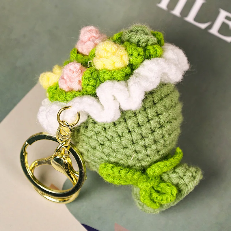 Stuffed Plants Sunflowers Roses Handmade Crochet Flowers Keychains Small Pendant Backpack Hangings Christmas Birthday Gifts