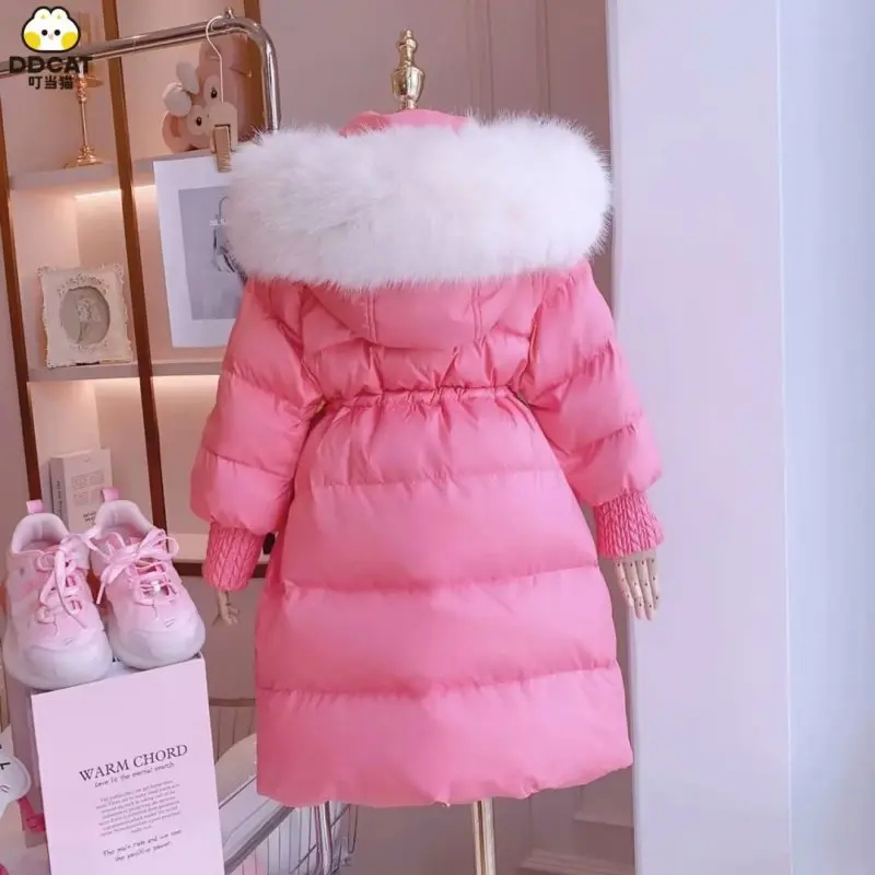 NEW Children\'s Parkas Winter Hooded Down Jacket For Girls Winter Clothes Kids Warm Thick Velvet Hooded Baby Coats Outerwear