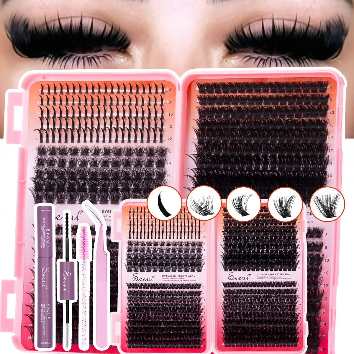 Spikes Lash Clusters Wispy Cluster Wimpernverlängerungen Dicke Anime-Wimperncluster Wiederverwendbare Faux-Mink-Fairy-Wimpern – Detail 1