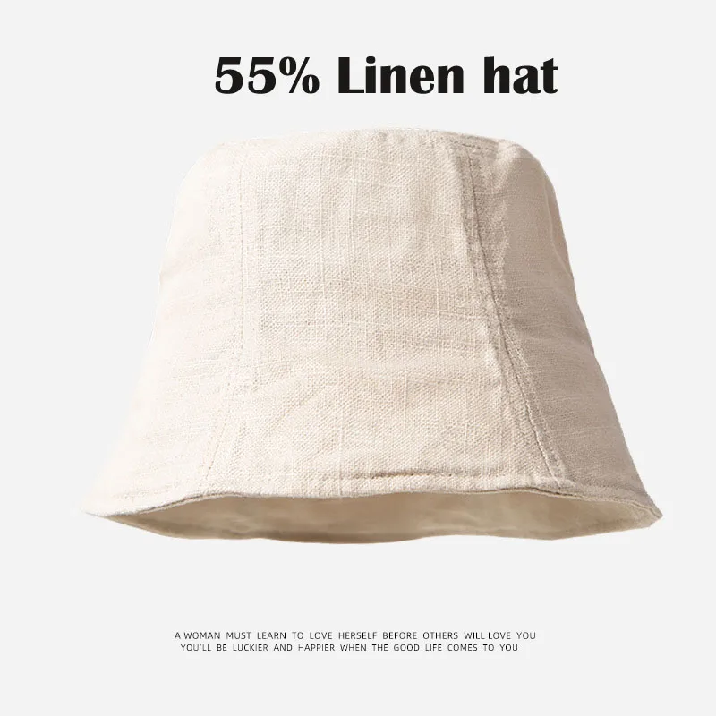리넨 버킷햇 캐주얼 심플 어부 모자, 한국 버전, 남녀공용 면 자외선 차단제, 다목적 파나마 모자, 여름 