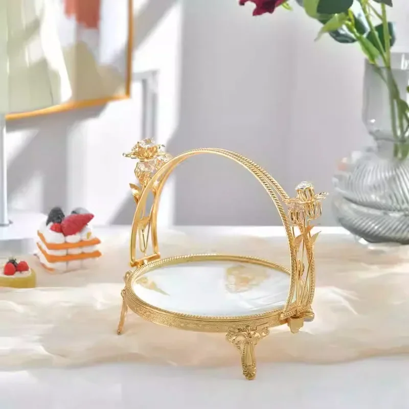 

European high-end fruit plate creative modern light luxury metal fruit plate hotel KTV living room household snacks snack basket