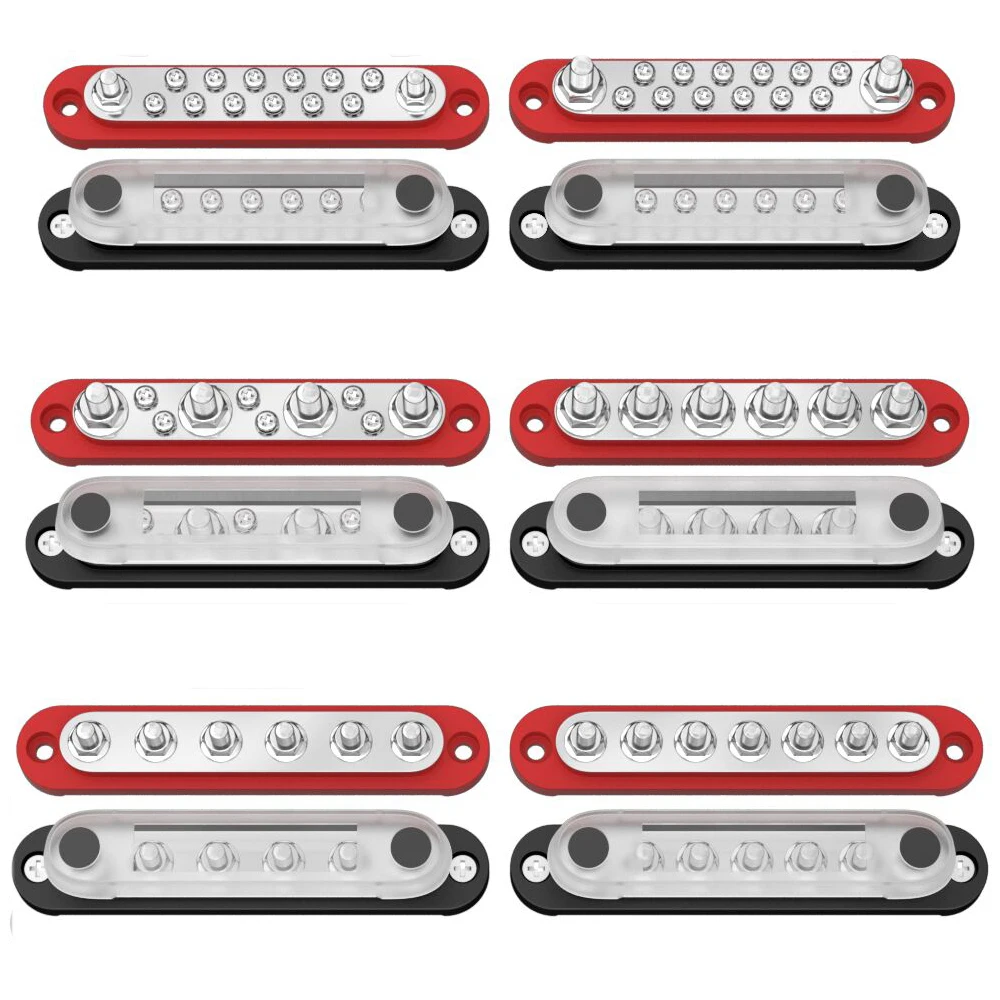 DaierTek Car Terminal Block Negative Bus Bar 12V 150A Terminal Block 12V Power Distribution Block M8 Termianl Bus for Automotive