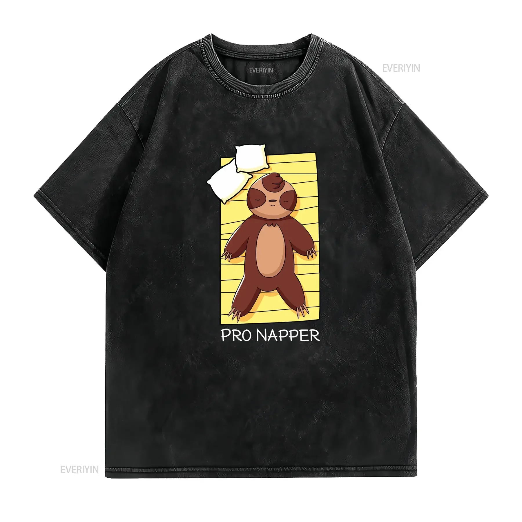 Pro Napper Cute Sloth Taking a Nap Funny Napping T Shirt  vintage Washed Stylish designer clothes Stretched graphic homme
