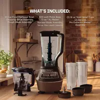 Multi-functional food processor/blender for making smoothies | Includes blending cup, two 16-ounce takeaway cups, and an 8-cup capacity mixing bowl | Makes salsa, dough, milkshakes, and cold drinks | 1500 watts 8