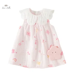 Dave Bella Girl's Princess Dress 2024 New Summer Children's Baby Sleeveless Floral Wallet Cute Sweet Party Outdoor DB2240570