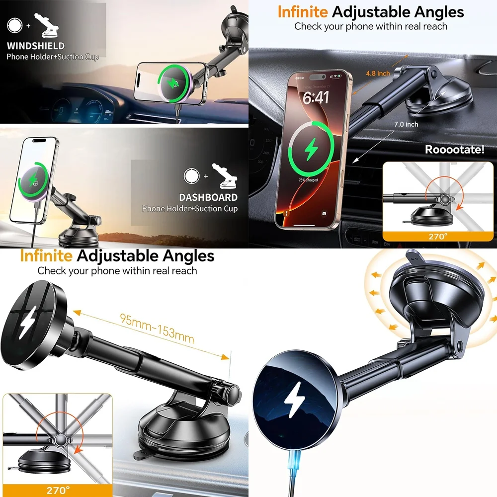 Hot Electronic Accessories Trend Magnetic Wireless Charger Dashboard Car Phone Holder  Consumer Electronics Chargers Adapters