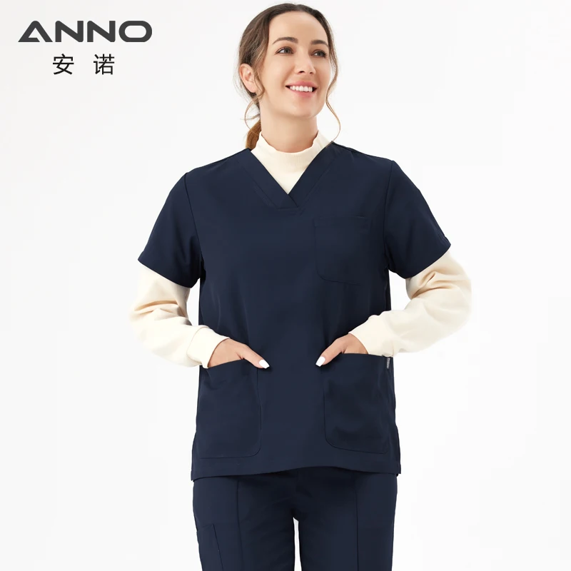 ANNO Cold Fabric Medical Scrubs Set Nursing Uniform Hospital Sanitary Nurse Suit Antibacteria Uniforms Antistatic Coveralls