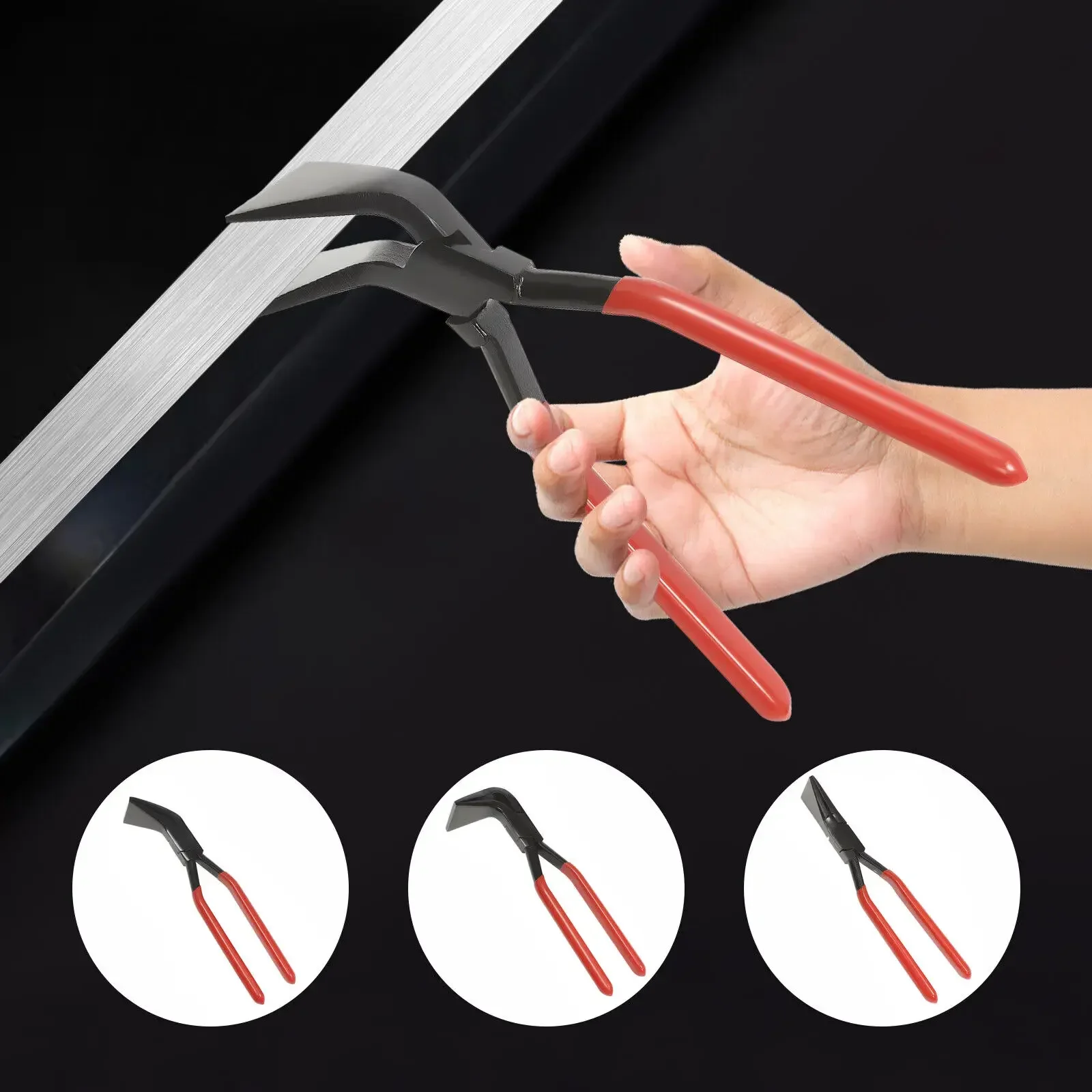 3PCS Bending Plier Set 0° 45° 90° Hand Seamers Sheet Metal Tool Red/ Black