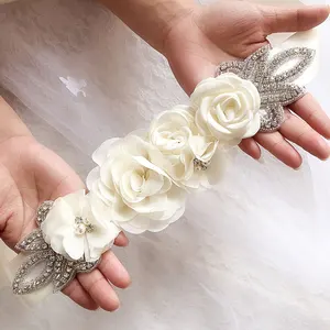 Faixa de cetim para mulheres e meninas, cintos nupciais, grânulo de flores, cinto floral, acessórios para casamento 8 principais vendas cinto com miçangas - №2