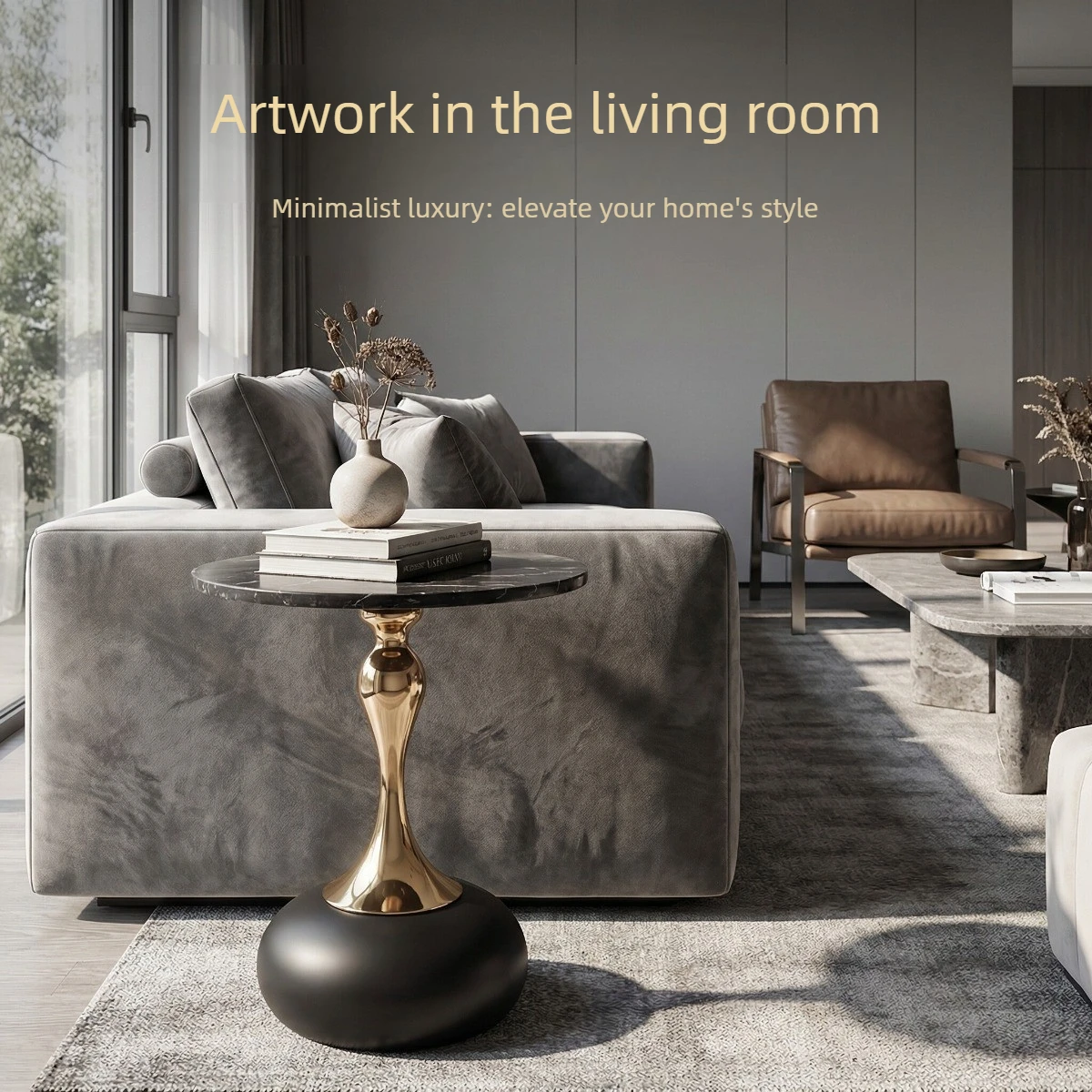 Minimally Designed Marble Edge Stand, Coffee Table Tripod, Metal Sofa Edge Coffee Table Base, Small Table Legs