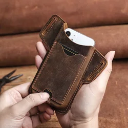 Leather Belt Cellphone Bag For Phone Waist Case Mobile Phone Pouch Case Holder Holster Men