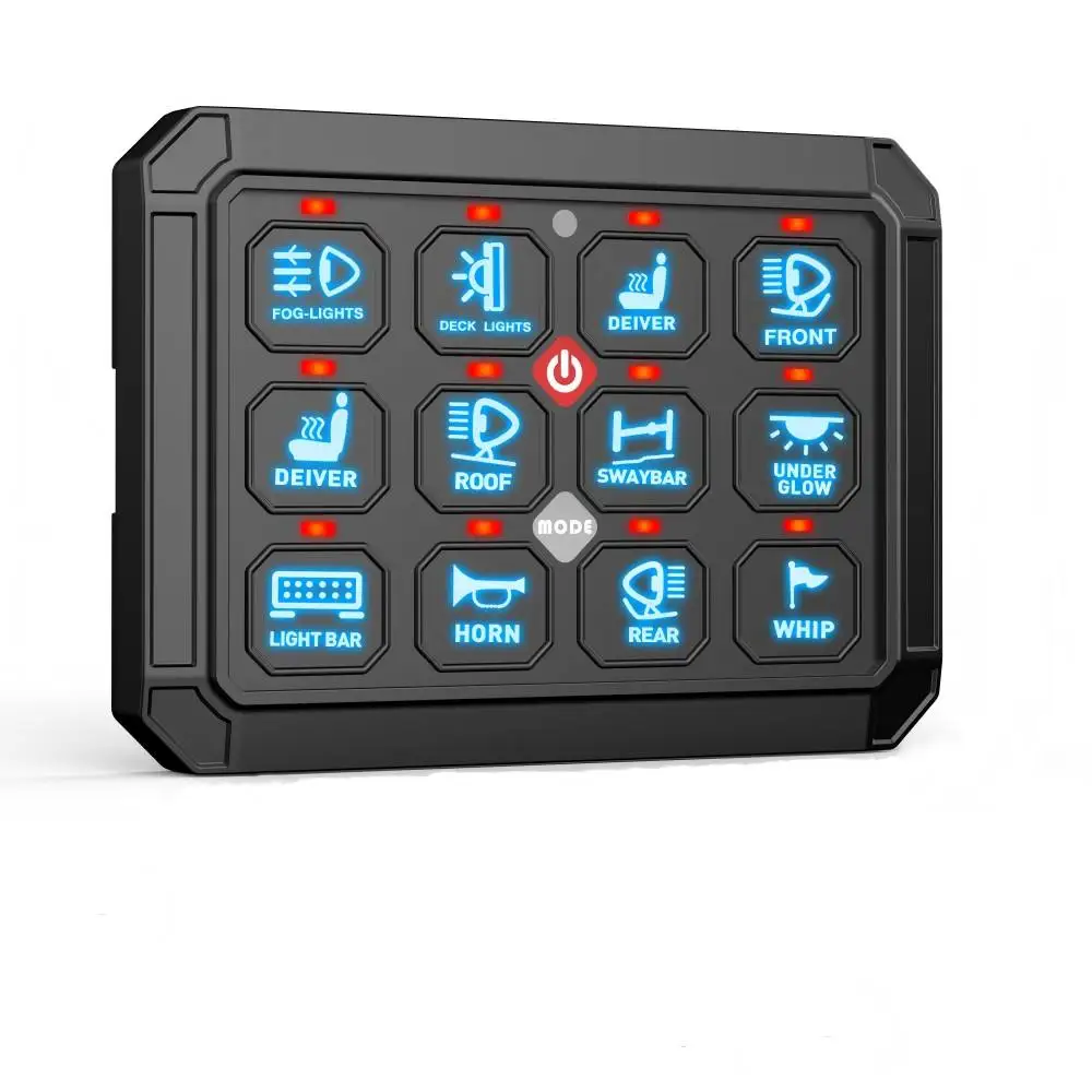 12 Gang Smart Touch Switch Panel, 12V/24V DC Touch Switch Panel For Home/RV/ Marine/Boat