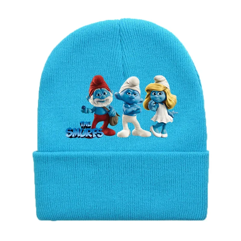 Smurfs cappello lavorato a maglia berretti carini berretto ragazzi ragazze autunno inverno tenere in caldo Skullies cofano Unisex sport per il tempo