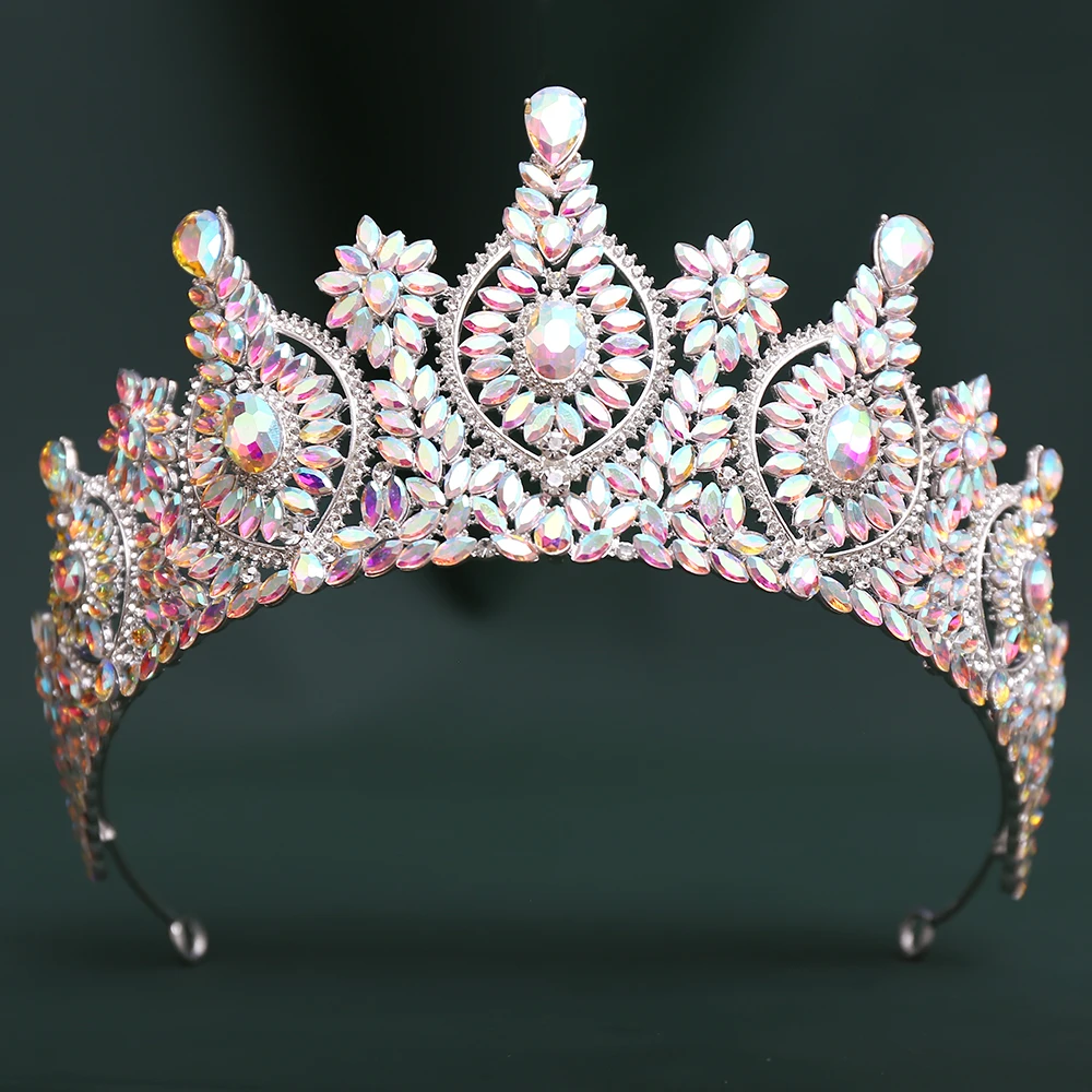 

Baroque Luxury Crystal Royal Queen Wedding Crown Rhinestone Bride Diadem Pageant Headdress Tiaras Hair Jewelry Accessories