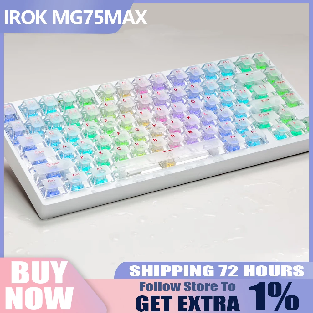 

IROK MG75 Max Проводная механическая клавиатура с магнитным переключателем RT0.001 Алюминий с ЧПУ Водонепроницаемая горячая замена Пользовательская RGB Игровая клавиатура для киберспорта