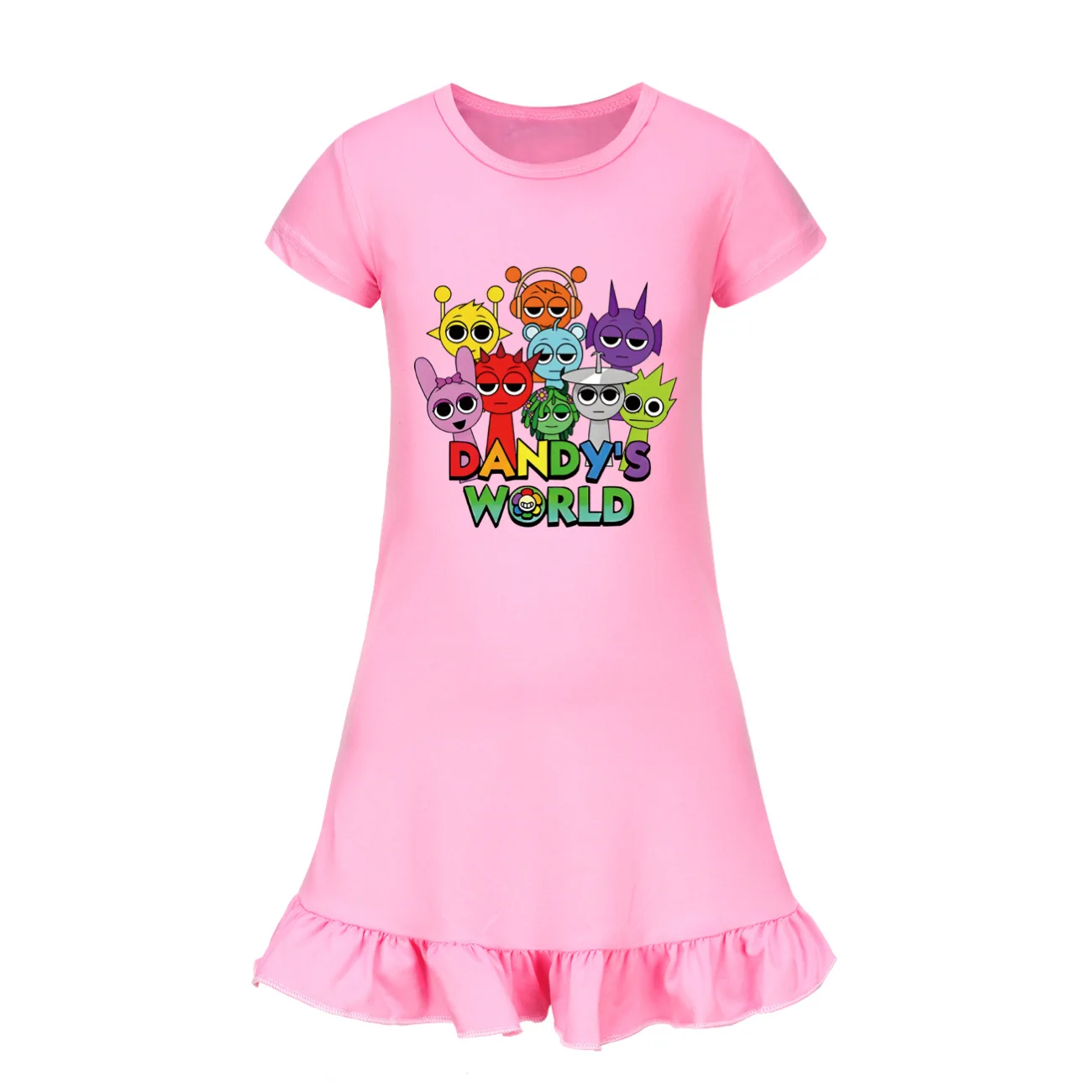 Hot sprunki Child Clothes Kids Summer Horror Game Incredibox Pajamas Dress Baby Girls Short Sleeve Nightgown Cartoon Sleep Wear