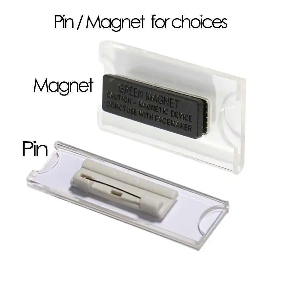Pin Id Employee Name Acrylic Card Holder Magnet Badge Tag Holder Safety Magnetic Badge Fasteners Id Tag Clip Tag Holder Badge