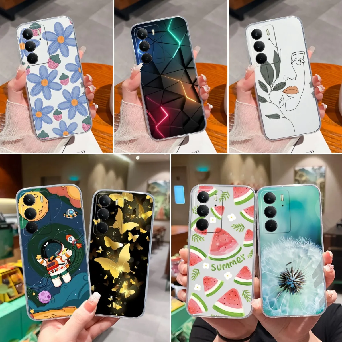 حافظات غطاء من البولي يوريثان الحراري لهاتف OPPO Realme C75 4G شل موضة خط نمط لينة واضحة سيليكون عدسة حماية ل Realme C 75 أكياس الهاتف