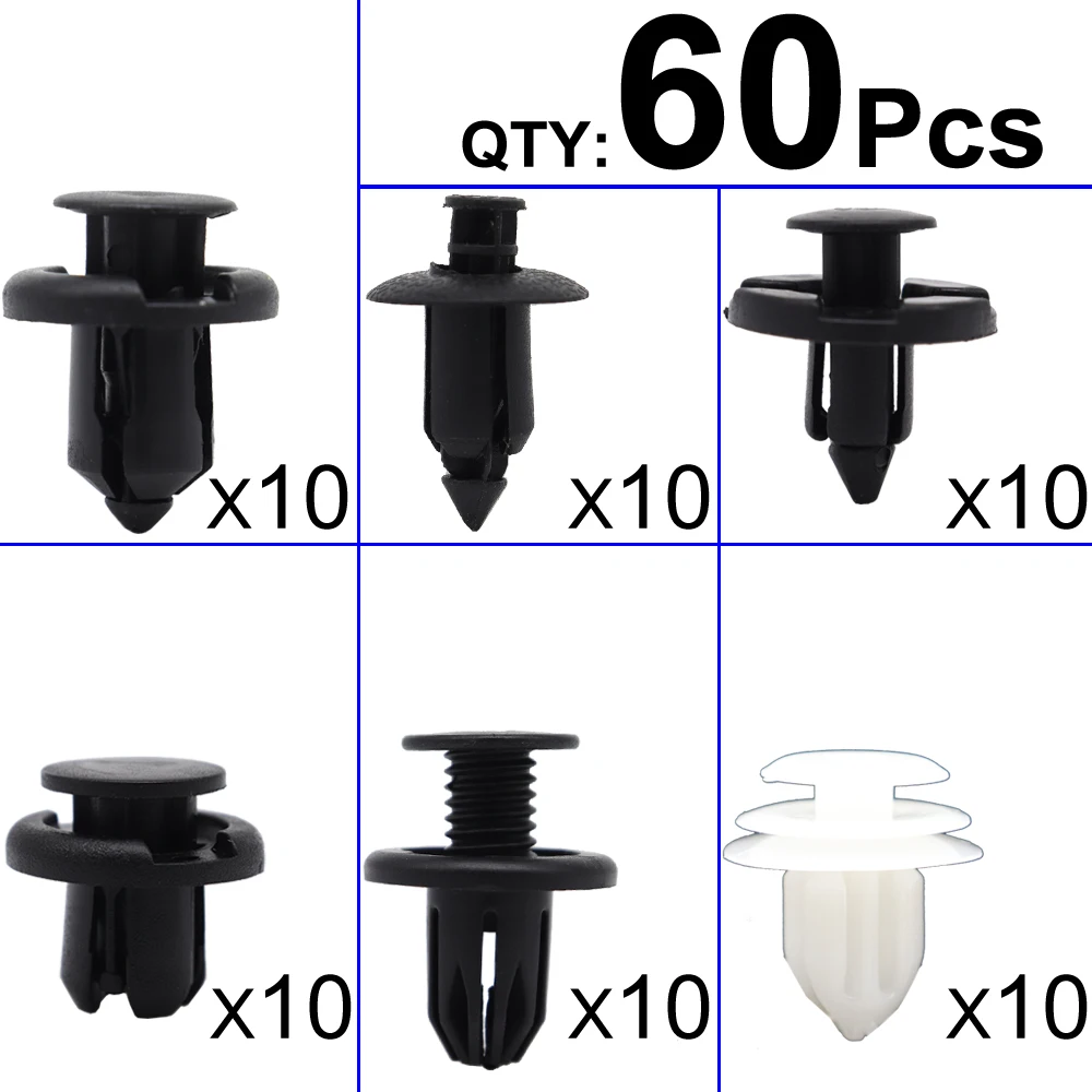 60Pcs For Honda Fit Jazz 2007 - 2013 2014 Legend 2000-2012 Car Boot Splashguard Pillar Trim Interior Exterior Body Lining Clips