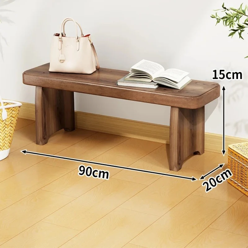 ‌Solid Wood Entryway Bench - Multi-Purpose Stool for Living Room, Sofa Side Table & Shoe Storage, Rustic Home Decor image 6