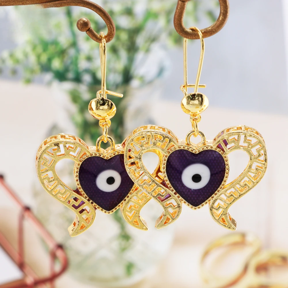 Luck Popularity Dubai Stylish Jewelry Accessories Evil Eyes Enamel Demon Eye Number 8 Unique Copper Hollow Earring