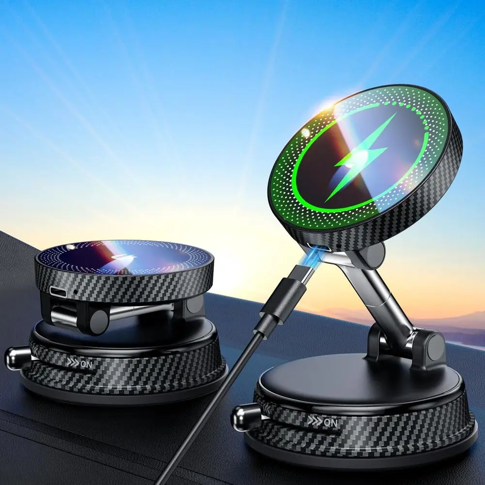 

Автомобильный держатель для телефона с быстрой зарядкой 15 Вт, мощный магнит и улучшенная вакуумная присоска, 360° ° Вращающийся автомобильный держатель для телефона, крепление для автомобиля