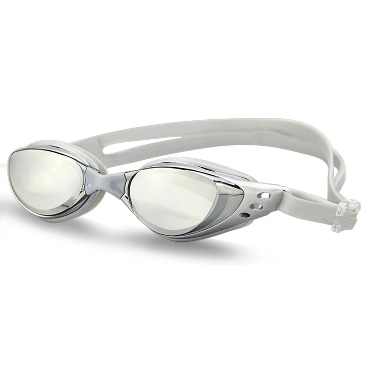 

Anti Fog Swim Goggles Adult Universal Silver UV Protection Unisex Adjustable Strap Non Fogging Swimming Glasses