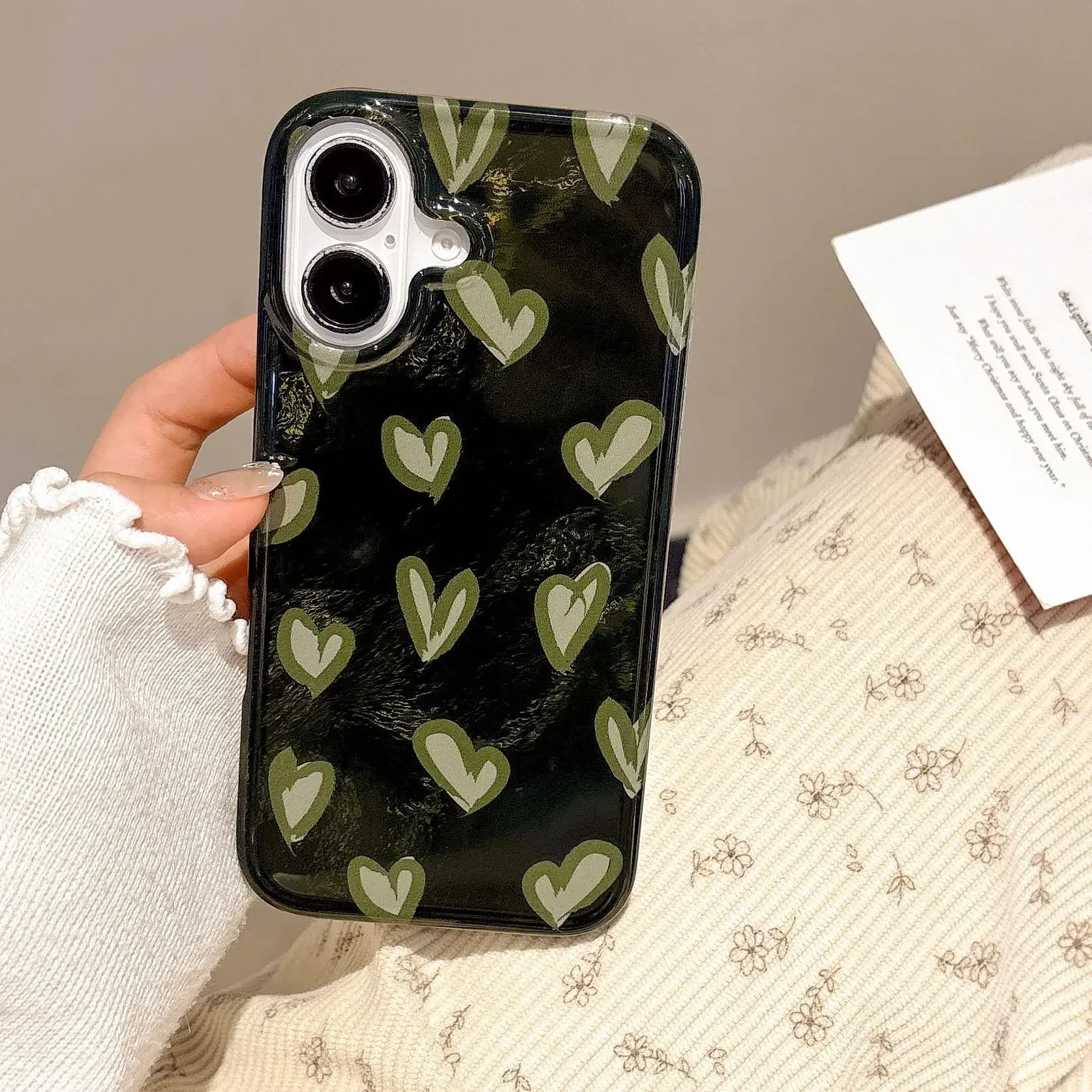 gemstone Green Tin foil pattern Plating laser Glossy Phone case For iPhone 16 15 14 13 Pro Max Case Cute Luxury shockproof Cover