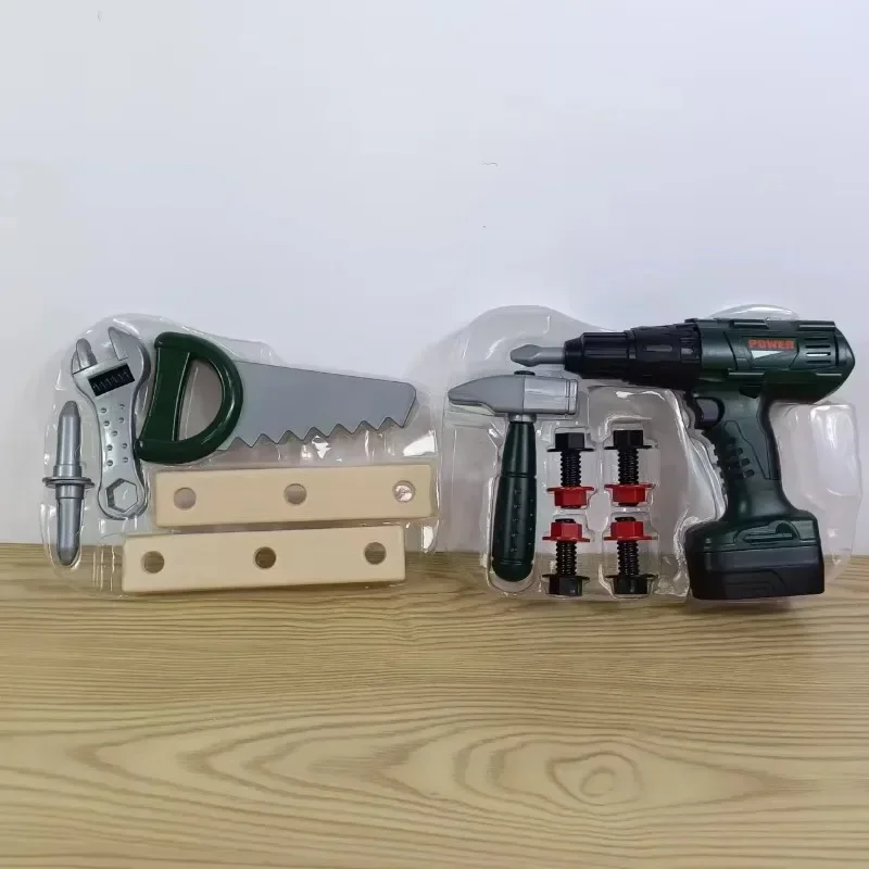 Outil de réparation créatif, ensemble d'outils d'entretien, boîte à outils, jouet de jeu de simulation, outil de jardin à domicile, perceuse électrique, ensemble de marteau de scie, cadeau pour enfants garçons