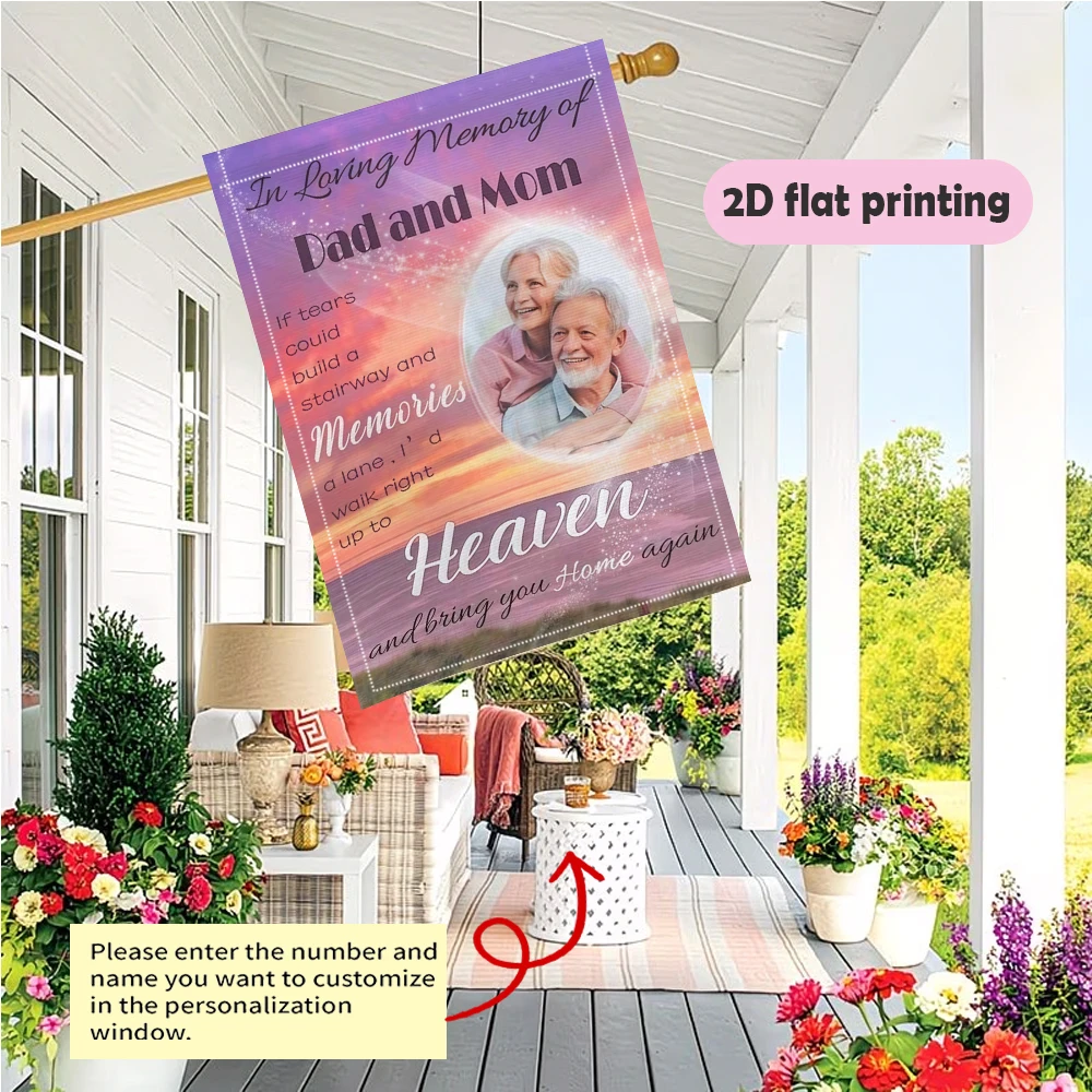 1pc double-sided Customizable Memorial Garden flag personalized custom Photo No electricity needed 30*45cm(12x18in)