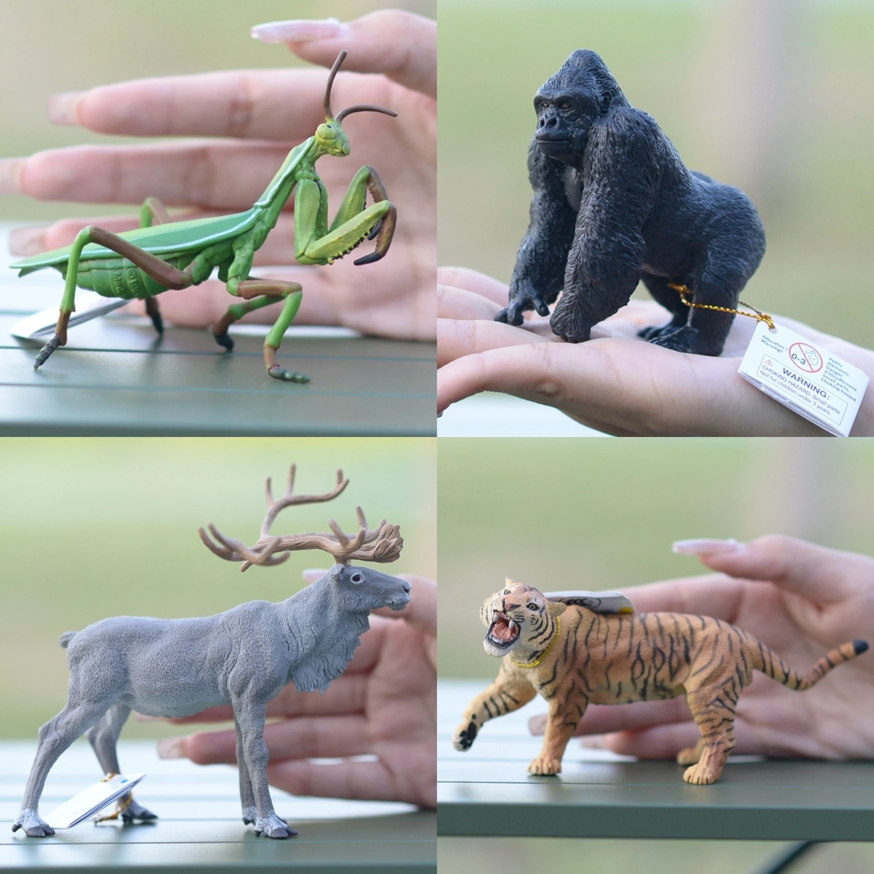 Brinquedos de Plástico Papo: Bonecos Realistas de Animais (Crocodilo, Tigre, Cervo, Gafanhoto) para Simulação de Casinha Infa...