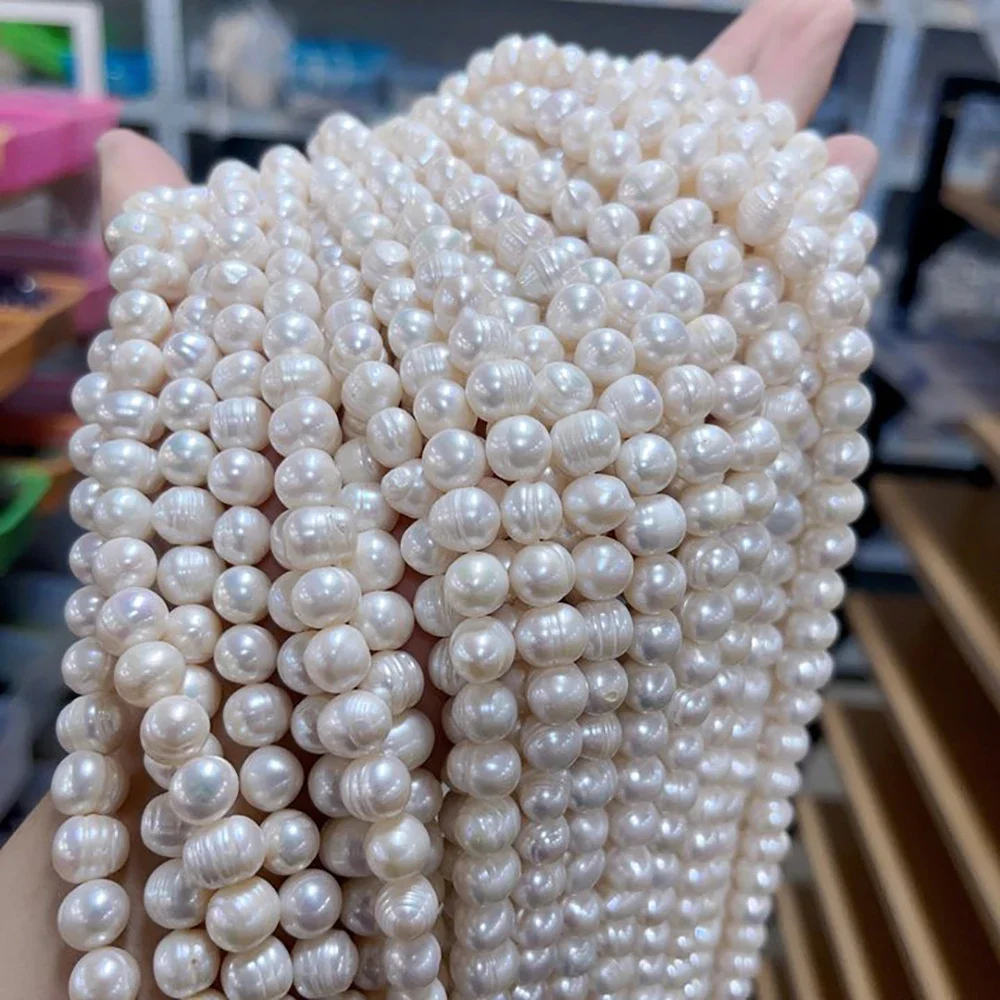 9-10mmAAA لامع رائجة البيع الخبز جولة مصنع الجملة لؤلؤ المياه العذبة الطبيعية النساء المجوهرات جعل عقد دي اي واي سوار هدية