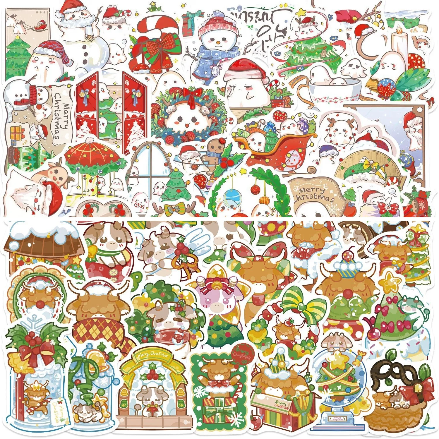 100PCS Cartoon Christmas Ghost Graffiti Stickers Guitar Notebook Luggage DIY Waterproof Stationery Stickers