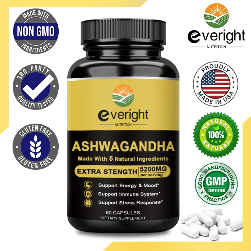 Original Ashwagandha Capsules 5 in 1 Supplement for Calm, Mood, Sleep, Relieve Stress & Anxiety , Immunity Health