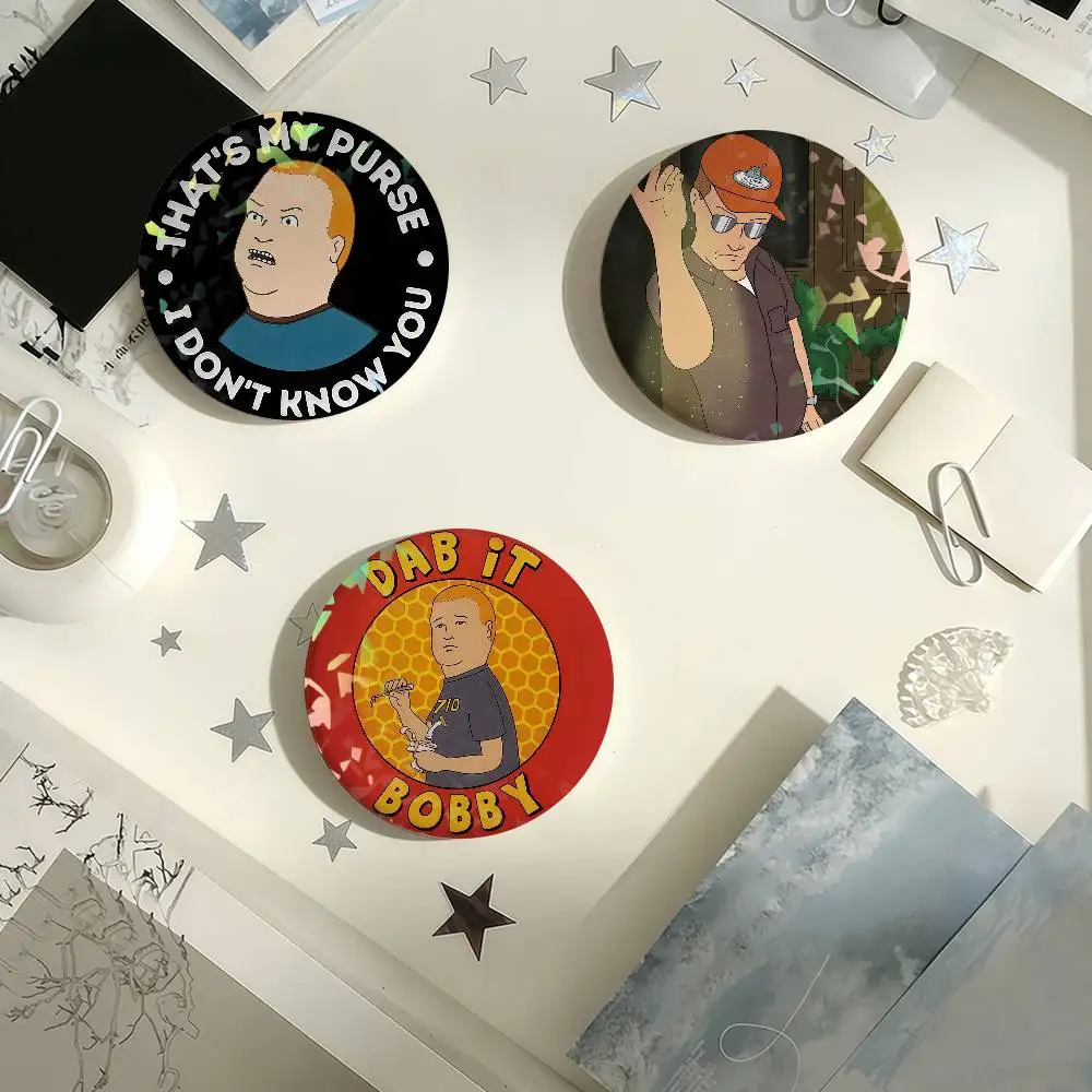 Funny Cartoon K-King of the H-Hill Laser Badge Creative Pins Brooch for Bag Clothes Hat Decor Gifts Fans Collect