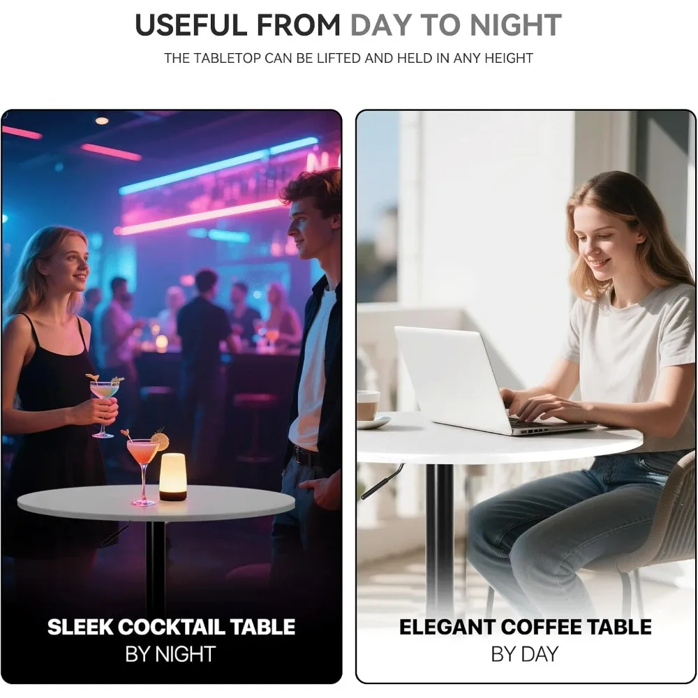 طاولة حانة مستديرة طاولة كوكتيل لغرفة الطعام والمطبخ وبار الفناء، 27.5-36 ارتفاع قابل للتعديل، طاولة حانة بارتفاع الارتفاع #6