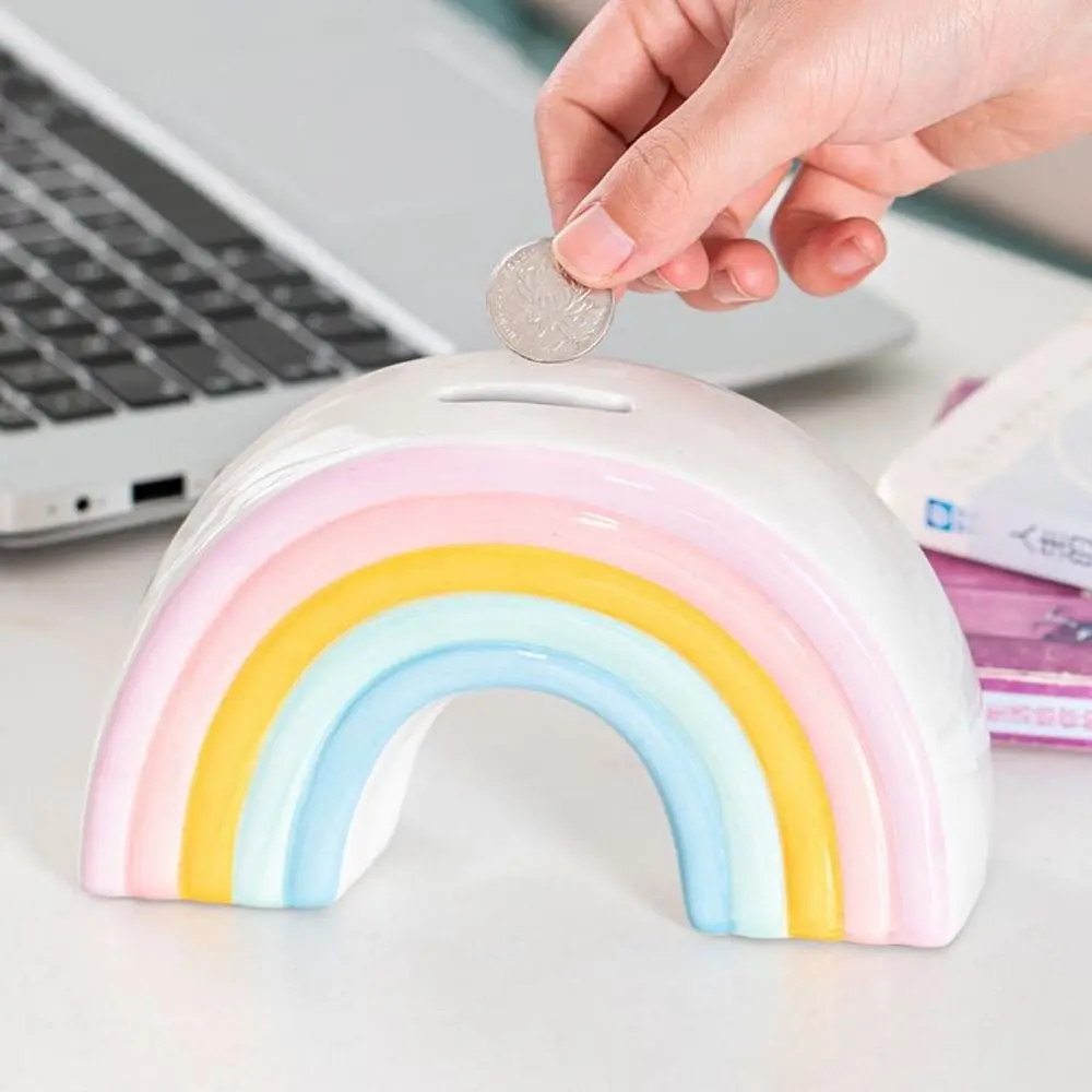 

Creative Ceramic Rainbow Piggy Bank Cartoon Handicraft Rainbow Savings Can Mini Cartoon Saving Box Living Room