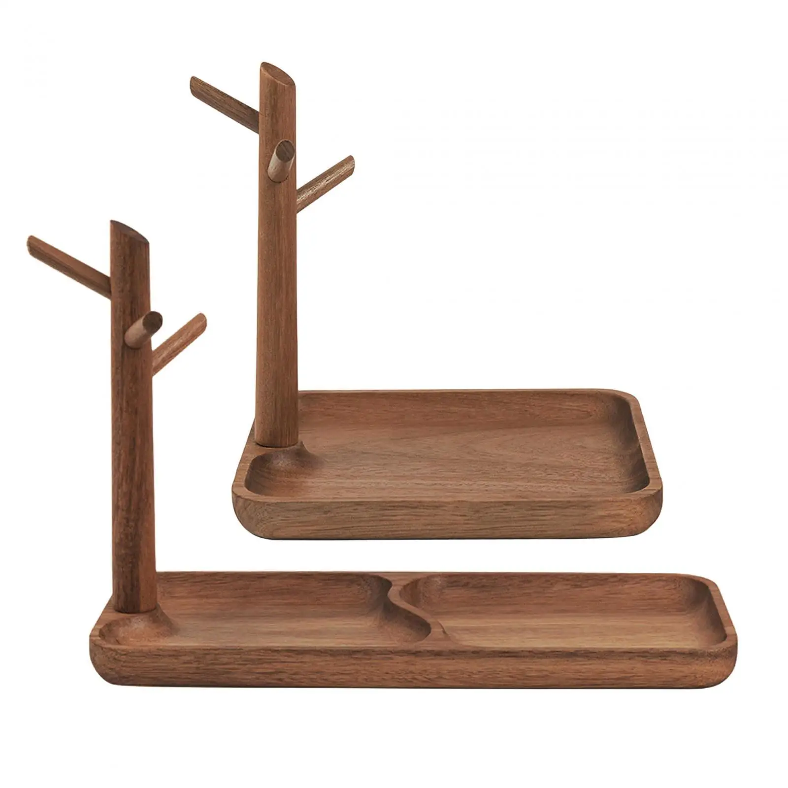 

Wood Key Holder with Tray Entryway Table Organizer Key Bowl Multipurpose Hanging Stand 3 Tiers for Side Table, or Vanity